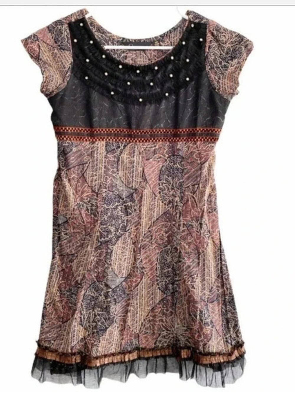 Cute Mini Evening Summer Dress -Qury Boho Patchwork Tunic/Mini Dress Medium